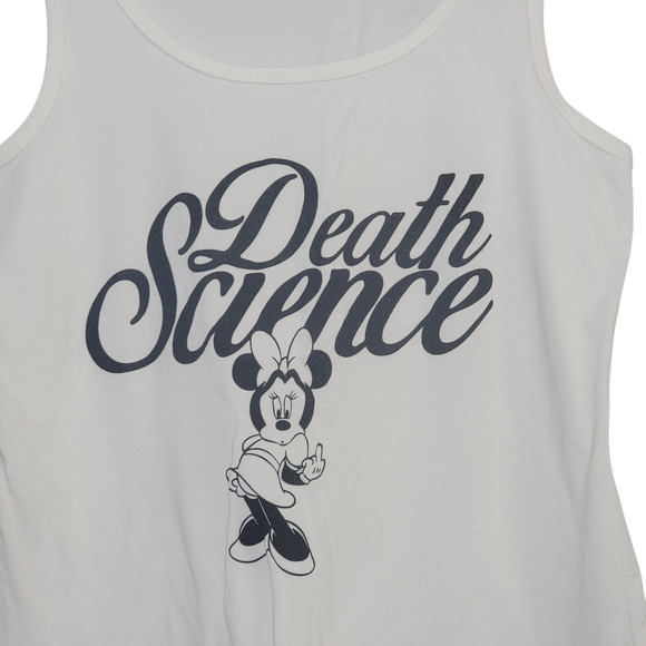 Death Science Minnie Tank White Large Babydoll Biker Chopper Motorcycle - Picture 2 of 7